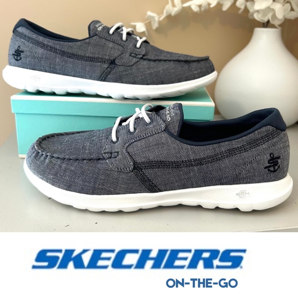 Like New SKETCHERS GO WALK Lite On-The-Go Ilsa Boat Shoe Navy Women’s Size 9 - Picture 1 of 14